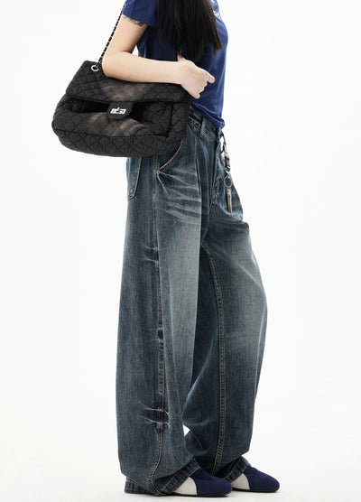 【H GANG X】Clear wash base style wide denim pants  HX0108