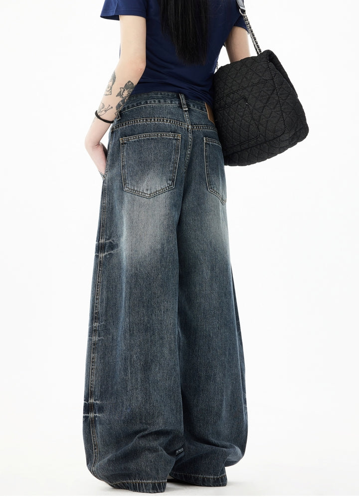 【H GANG X】Clear wash base style wide denim pants  HX0108