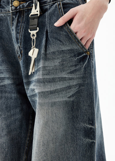 【H GANG X】Clear wash base style wide denim pants  HX0108