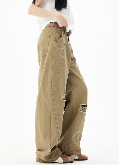 【H GANG X】Mid-length distressed wide flare style sweatpants  HX0109