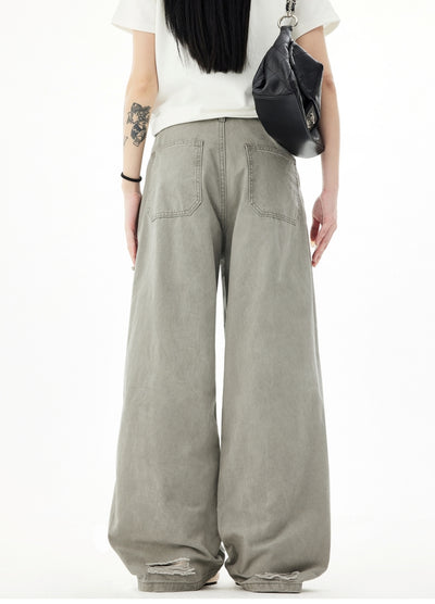 【H GANG X】Mid-length distressed wide flare style sweatpants  HX0109