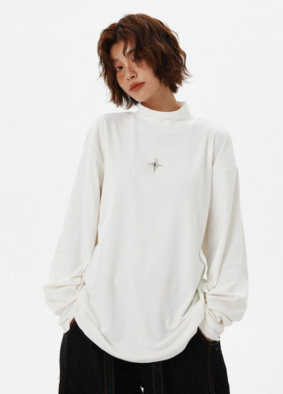 【H GANG X】One-point star initial design long sleeve T-shirt  HX0116