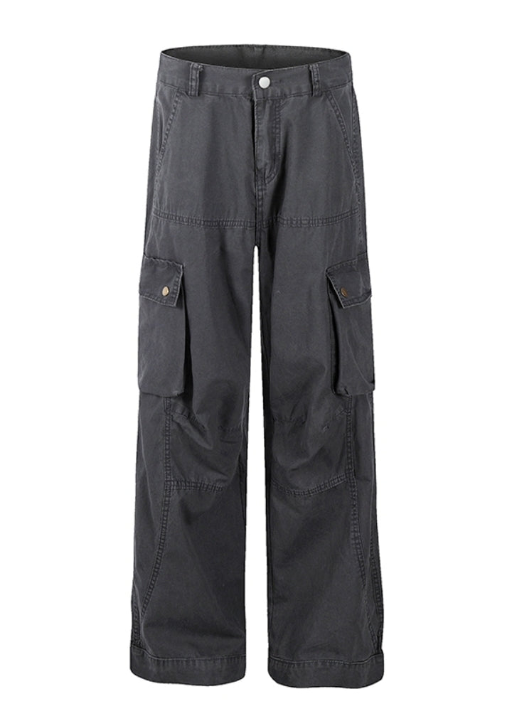 【CEDY】Simple stitched wide silhouette cargo denim pants  CD0075