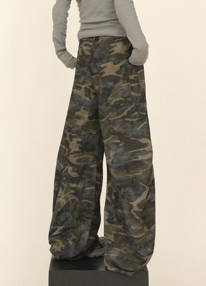 【CEDY】Basic camouflage wide balloon silhouette pants  CD0076