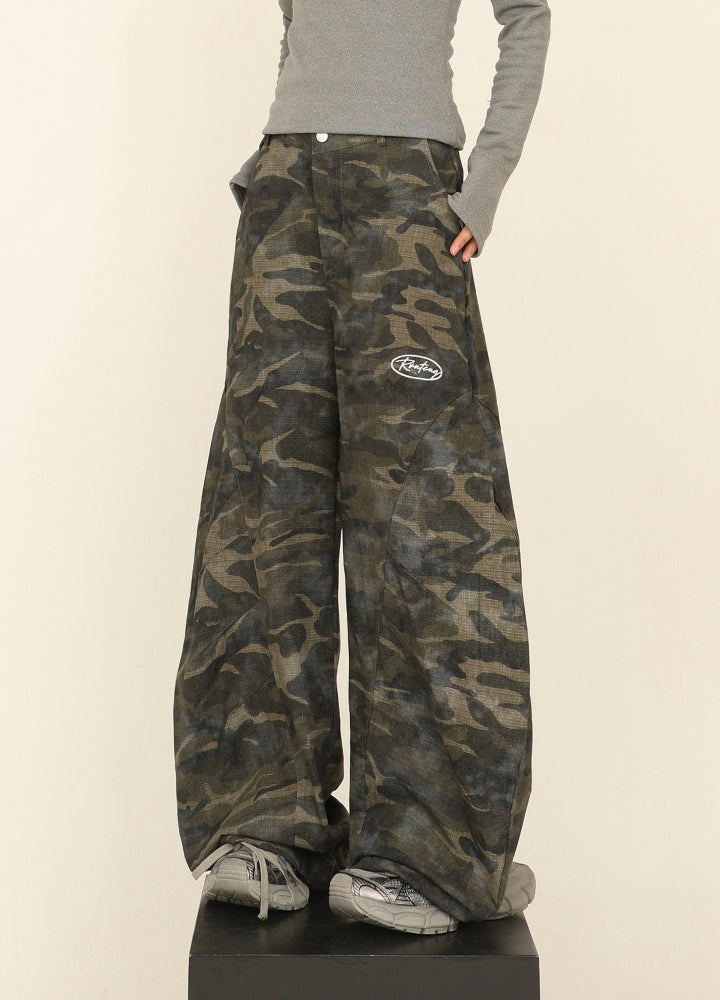 【CEDY】Basic camouflage wide balloon silhouette pants  CD0076