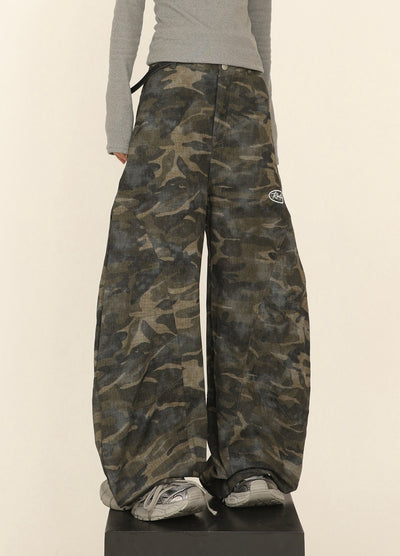 【CEDY】Basic camouflage wide balloon silhouette pants  CD0076