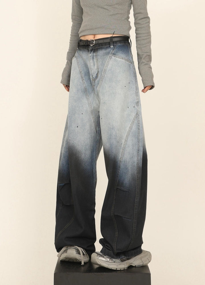 【CEDY】Double color monotone gradation color design denim pants  CD0077