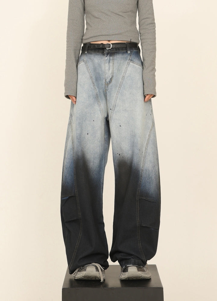 【CEDY】Double color monotone gradation color design denim pants  CD0077