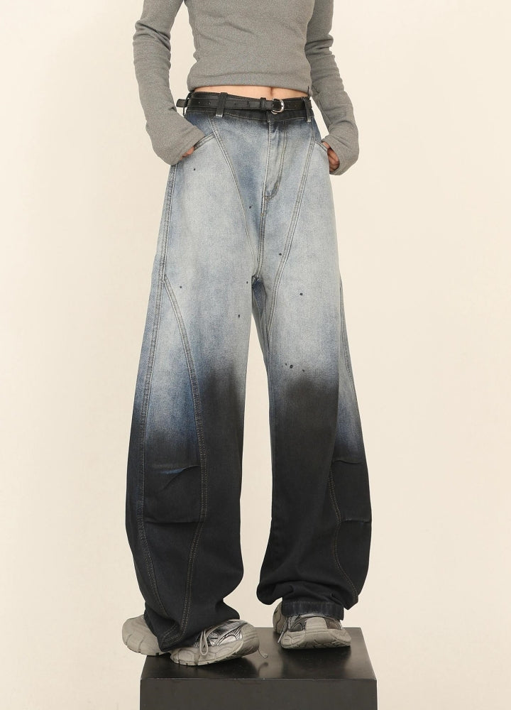 【CEDY】Double color monotone gradation color design denim pants  CD0077