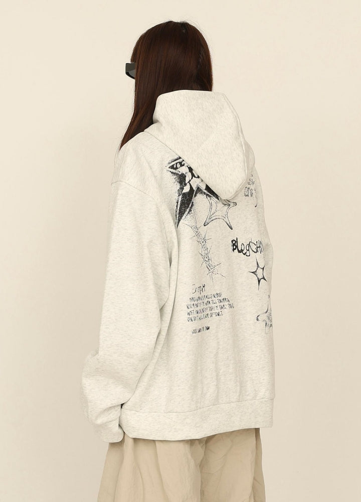 【CEDY】Graffiti style illustration design full zip over hoodie  CD0078