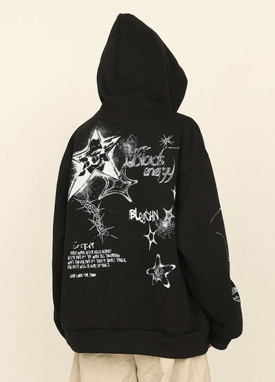 【CEDY】Graffiti style illustration design full zip over hoodie  CD0078