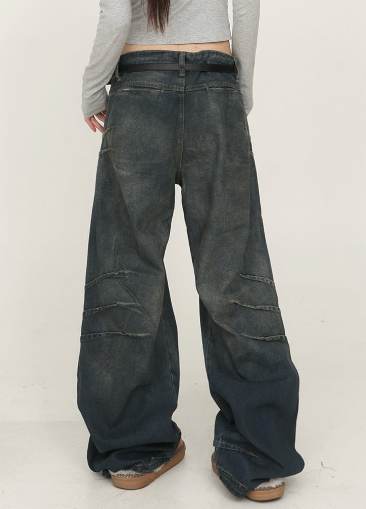 【CEDY】Claw mark gimmick style mode flare wide denim pants  CD0079