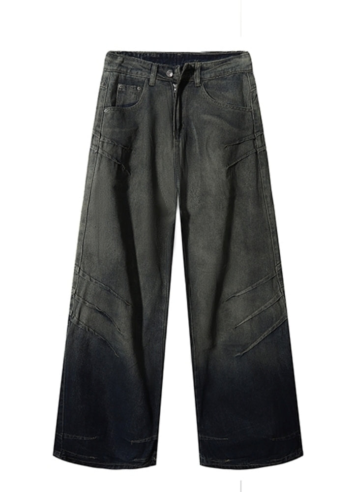 【CEDY】Claw mark gimmick style mode flare wide denim pants  CD0079