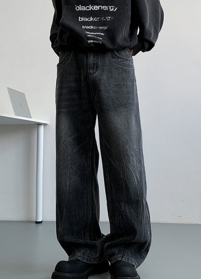 【NANSEE】Basic wash design denim wide pants  NS0003