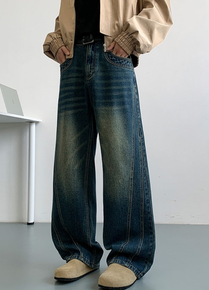 【NANSEE】Basic wash design denim wide pants  NS0003