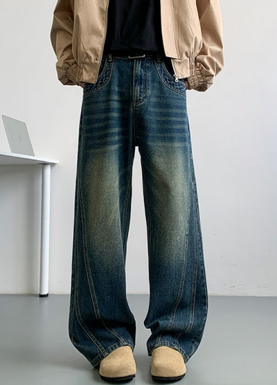 【NANSEE】Basic wash design denim wide pants  NS0003