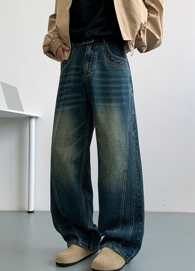 【NANSEE】Basic wash design denim wide pants  NS0003