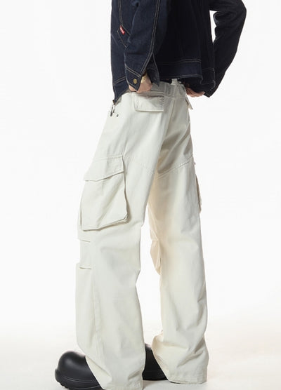 【NANSEE】Wide silhouette simple color style casual cargo pants  NS0004