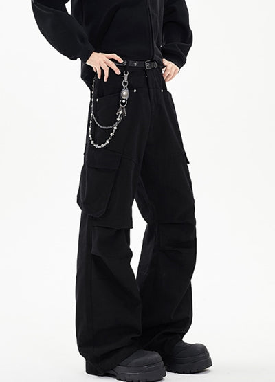 【NANSEE】Wide silhouette simple color style casual cargo pants  NS0004