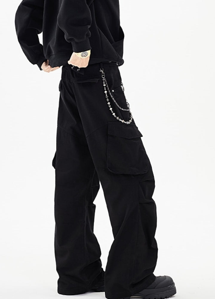 【NANSEE】Wide silhouette simple color style casual cargo pants  NS0004