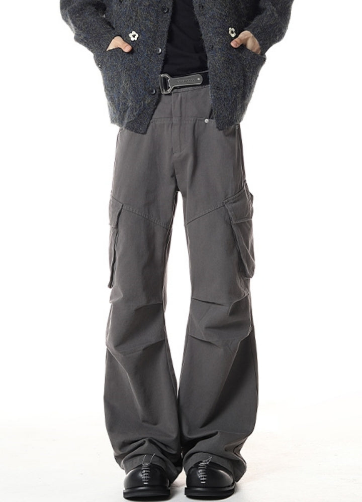 【NANSEE】Wide silhouette simple color style casual cargo pants  NS0004