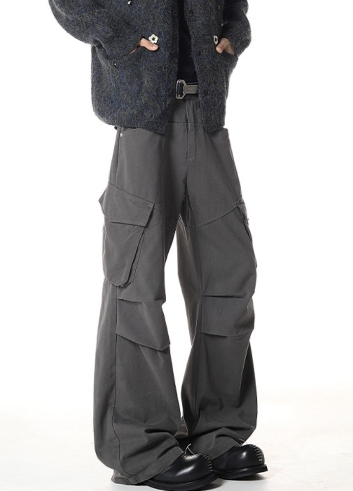 【NANSEE】Wide silhouette simple color style casual cargo pants  NS0004