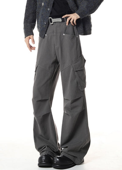 【NANSEE】Wide silhouette simple color style casual cargo pants  NS0004