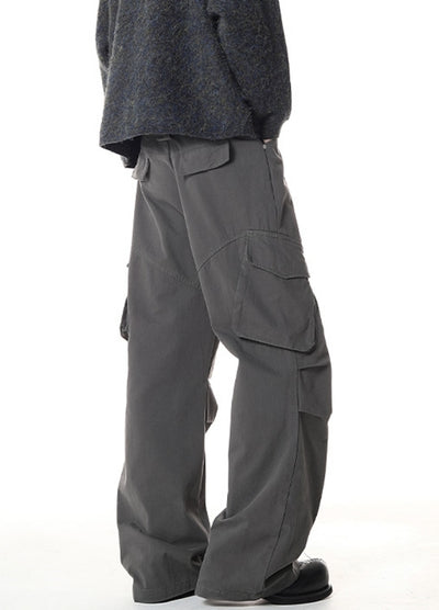 【NANSEE】Wide silhouette simple color style casual cargo pants  NS0004