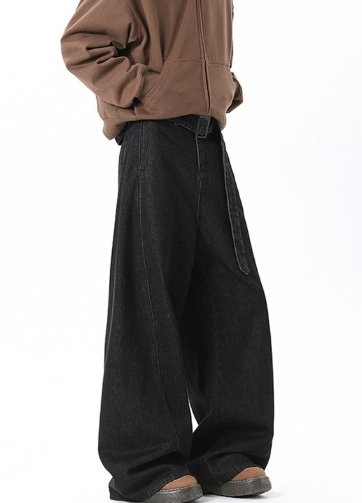 【NANSEE】Wide broad waist belt set denim pants  NS0006