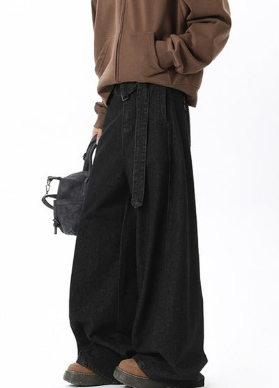 【NANSEE】Wide broad waist belt set denim pants  NS0006