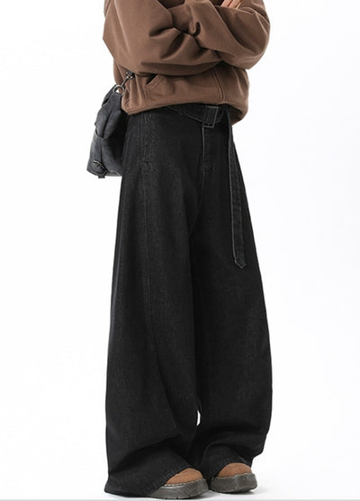 【NANSEE】Wide broad waist belt set denim pants  NS0006