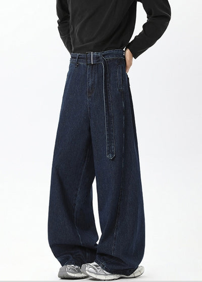 【NANSEE】Wide broad waist belt set denim pants  NS0006