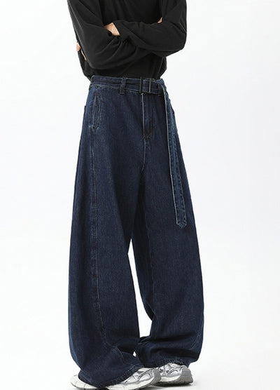 【NANSEE】Wide broad waist belt set denim pants  NS0006