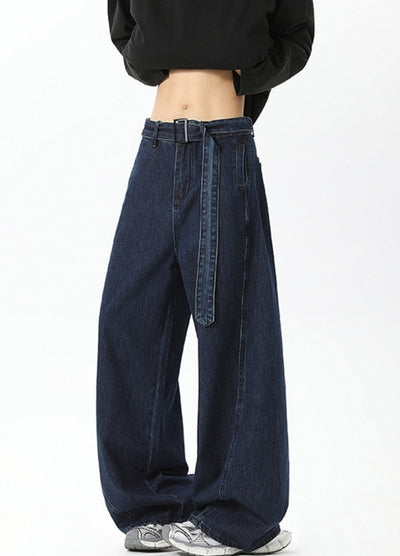 【NANSEE】Wide broad waist belt set denim pants  NS0006