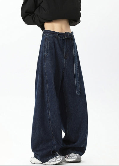 【NANSEE】Wide broad waist belt set denim pants  NS0006