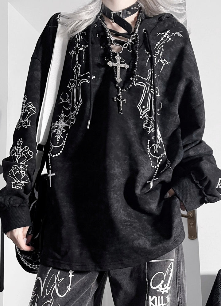 【TricuspidC】Dark Lord Horn Cross Design Hoodie  TC0003