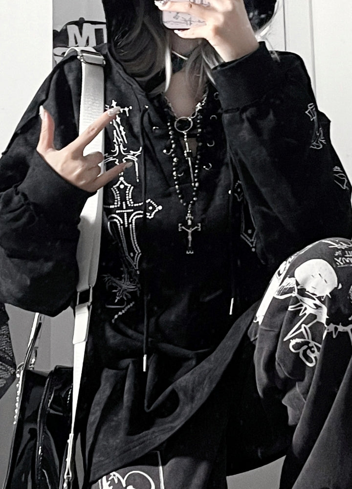 【TricuspidC】Dark Lord Horn Cross Design Hoodie  TC0003