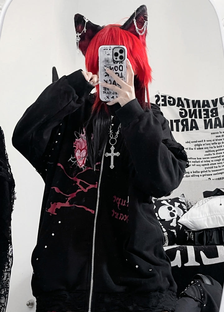 【TricuspidC】Devil Red Thunder Design Dark Sachi Full Time Ip Hoodie  TC0004