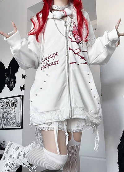 【TricuspidC】Devil Red Thunder Design Dark Sachi Full Time Ip Hoodie  TC0004