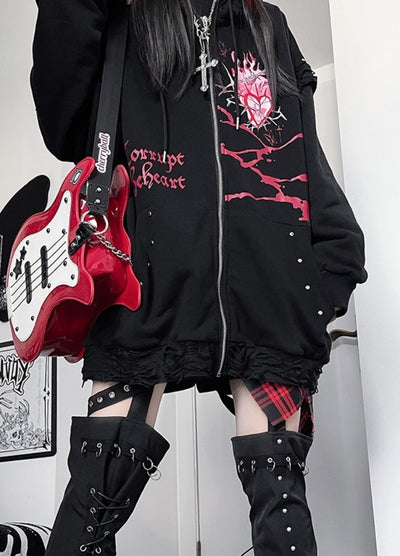 【TricuspidC】Devil Red Thunder Design Dark Sachi Full Time Ip Hoodie  TC0004