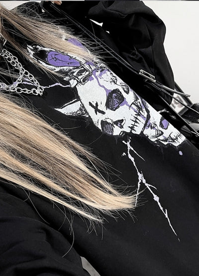 【TricuspidC】Skull design monotone blood long sleeve T-shirt  TC0005