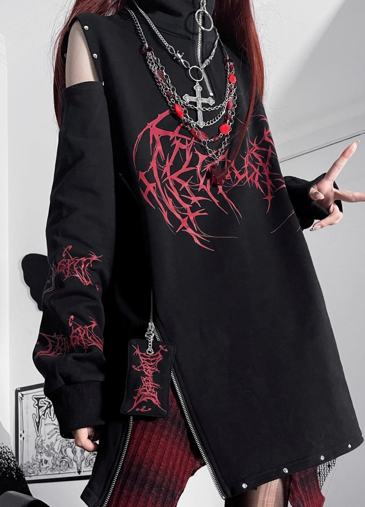 【TricuspidC】Subculture initial front design patch gimmick long sleeve T-shirt  TC0007