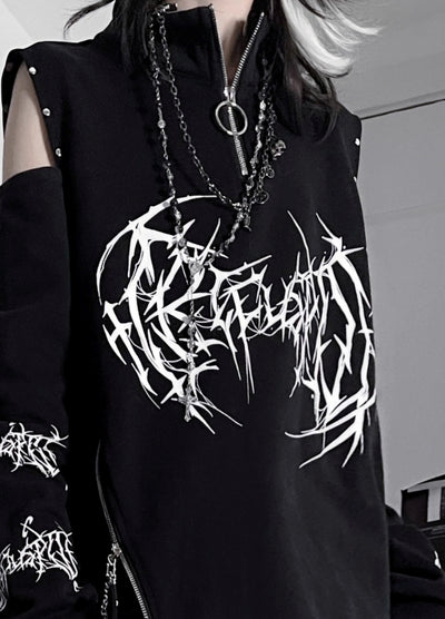 【TricuspidC】Subculture initial front design patch gimmick long sleeve T-shirt  TC0007