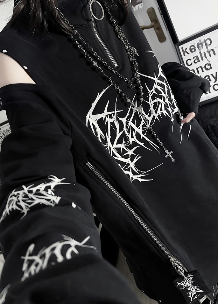 【TricuspidC】Subculture initial front design patch gimmick long sleeve T-shirt  TC0007