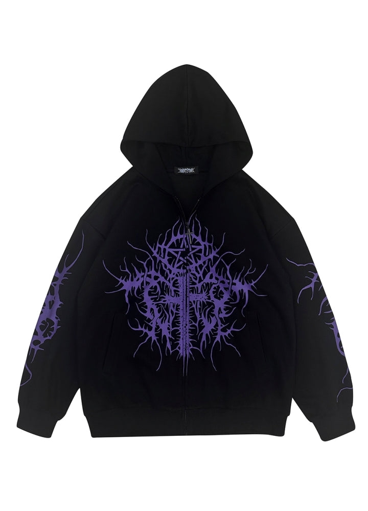 【WETbody】Front subculture point initial design hoodie  WB0006