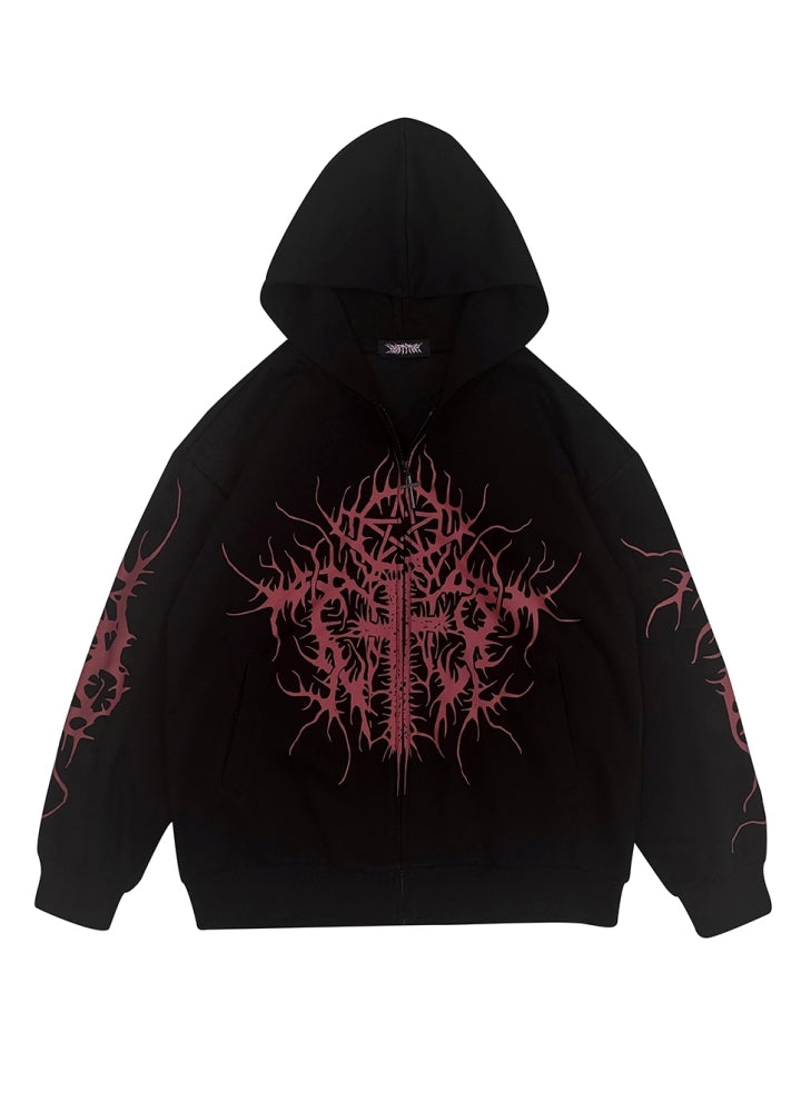 【WETbody】Front subculture point initial design hoodie  WB0006