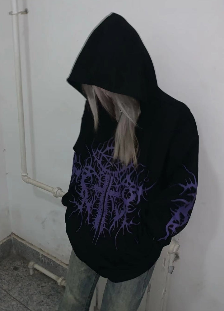 【WETbody】Front subculture point initial design hoodie  WB0006