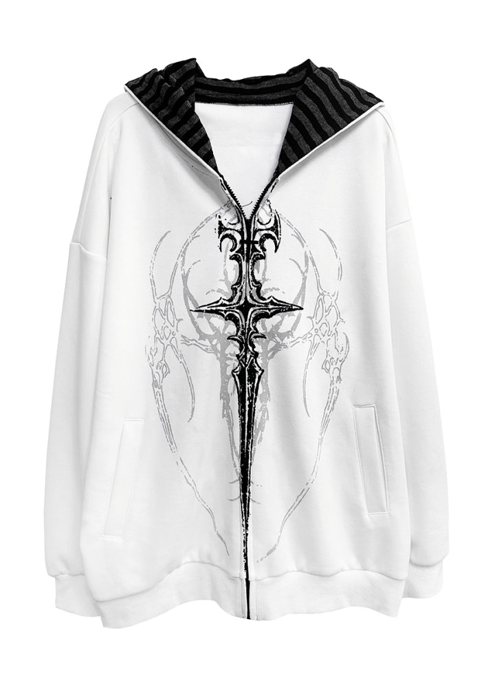 【WETbody】Front straight cross design subculture hoodie  WB0001