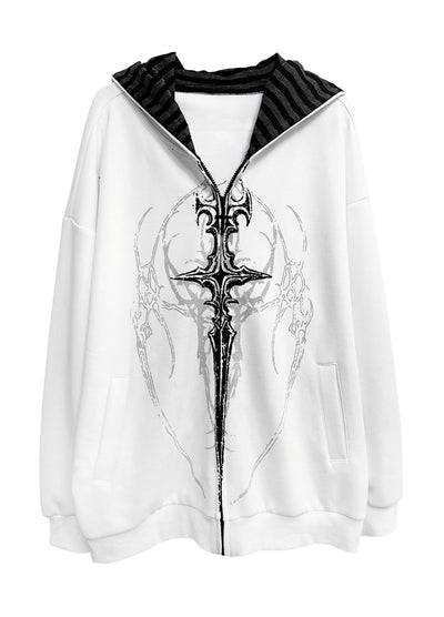 【WETbody】Front straight cross design subculture hoodie  WB0001