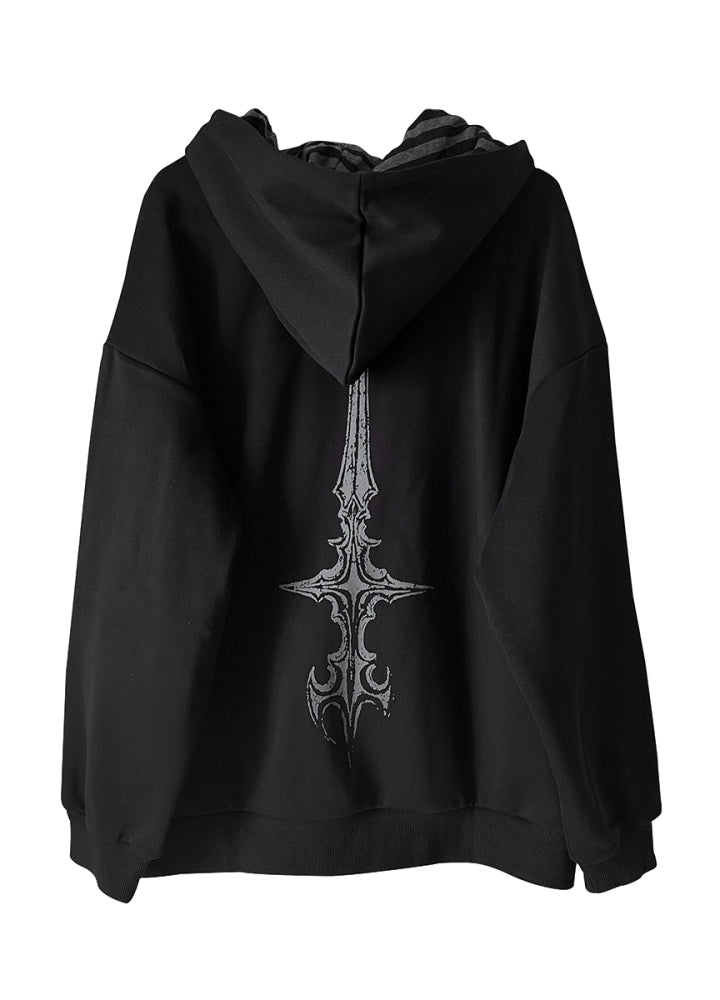 【WETbody】Front straight cross design subculture hoodie  WB0001